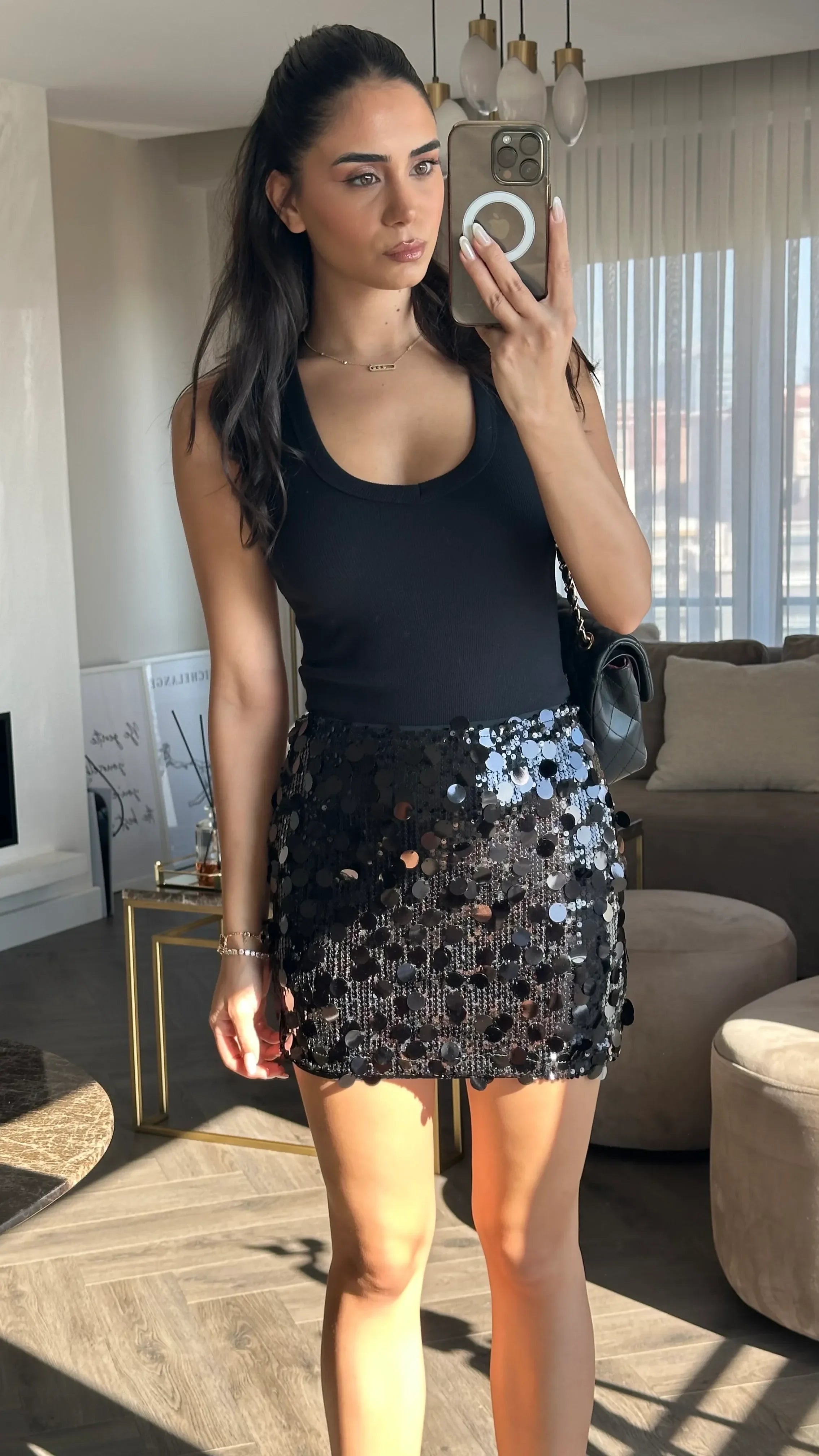 Faldas cortas plateadas brillantes con lentejuelas