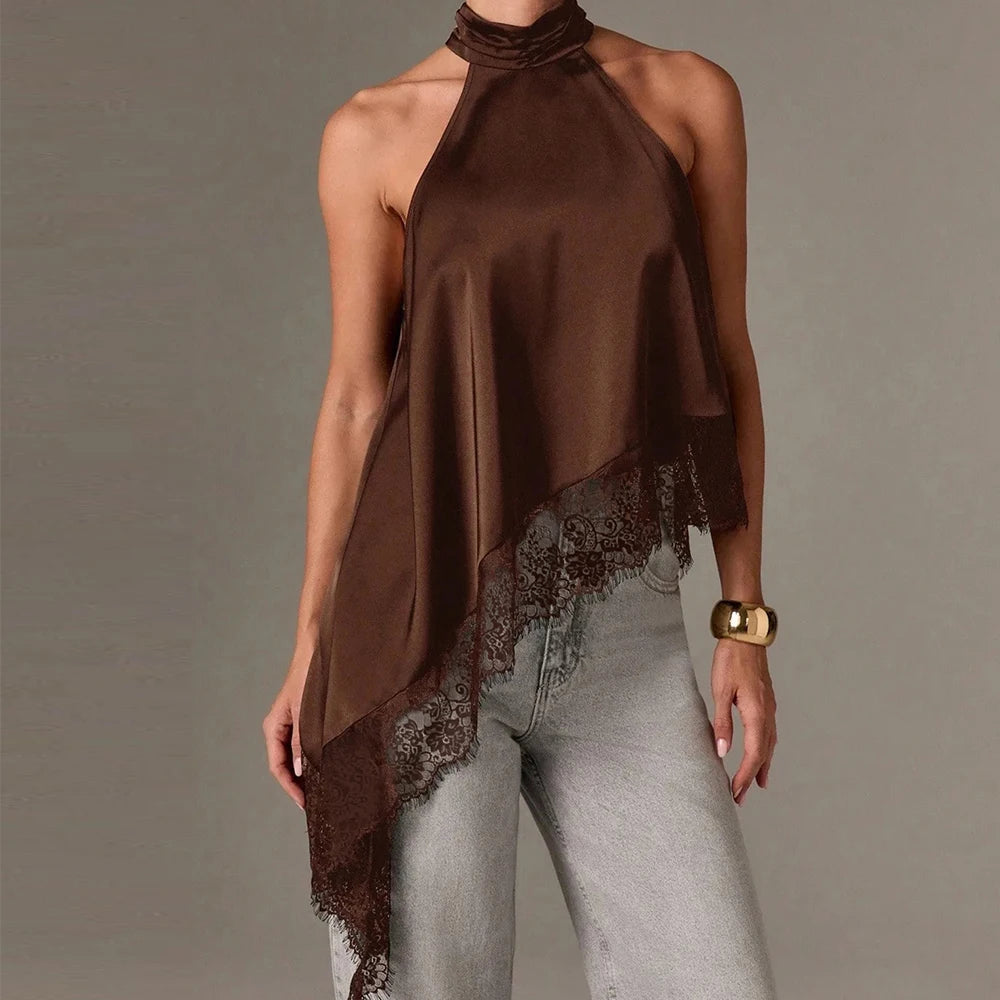 Camisetas sin mangas de encaje vintage sexys