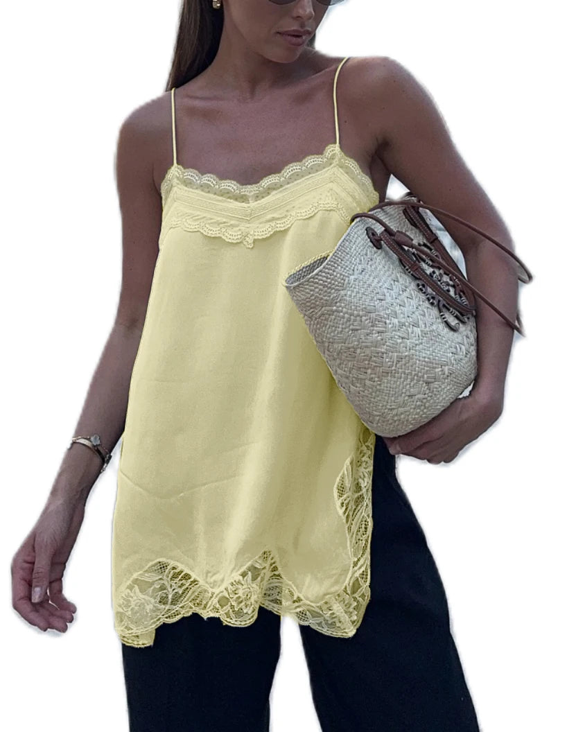 Camiseta de tirantes finos de seda