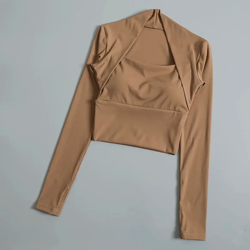 Top deportivo con cojín para el pecho para mujer ropa elegante para baile y yoga, cintura pequeña para gimnasio