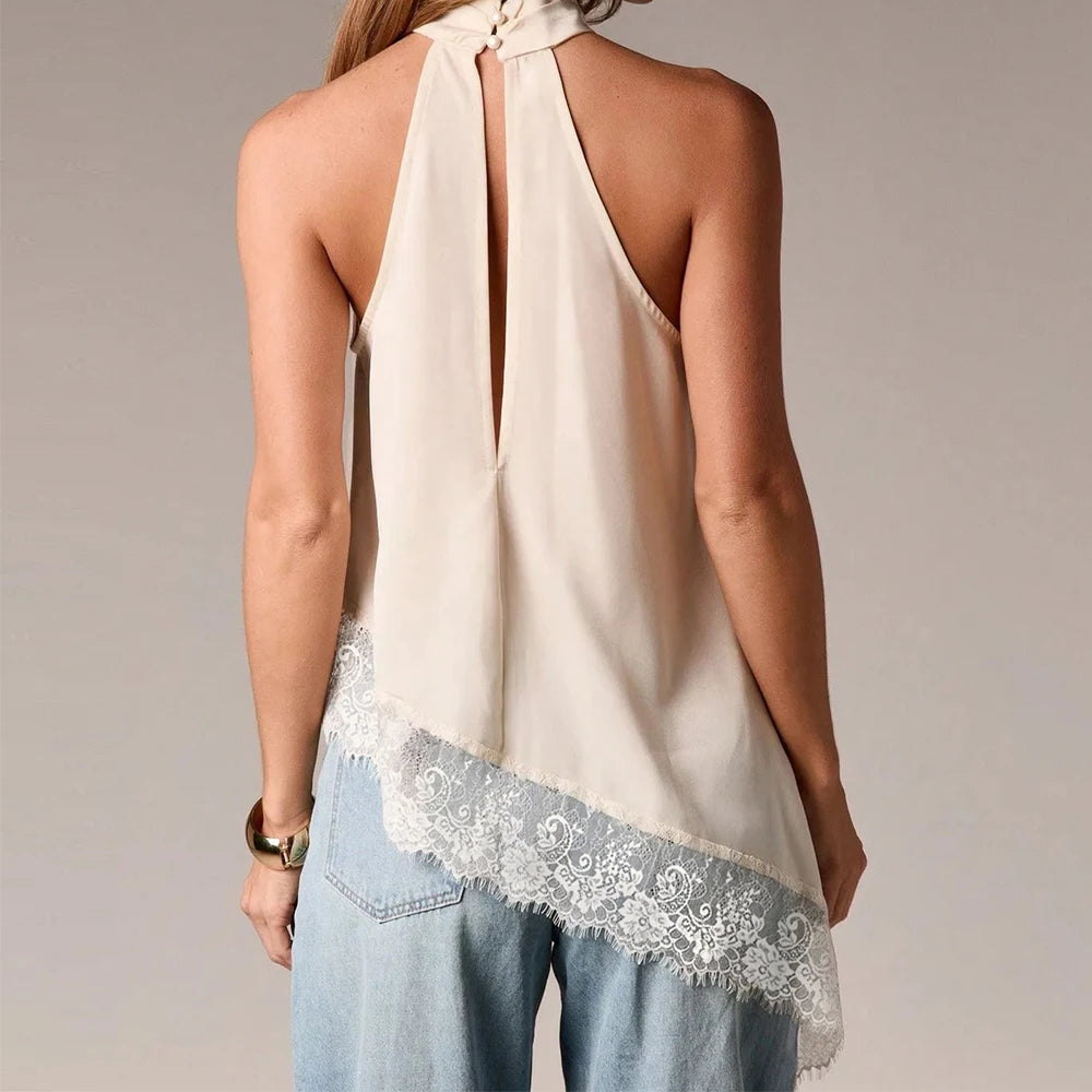 Camisetas sin mangas de encaje vintage sexys