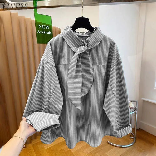 Blusa Vintage a Rayas para Mujer Camisas con Estampado