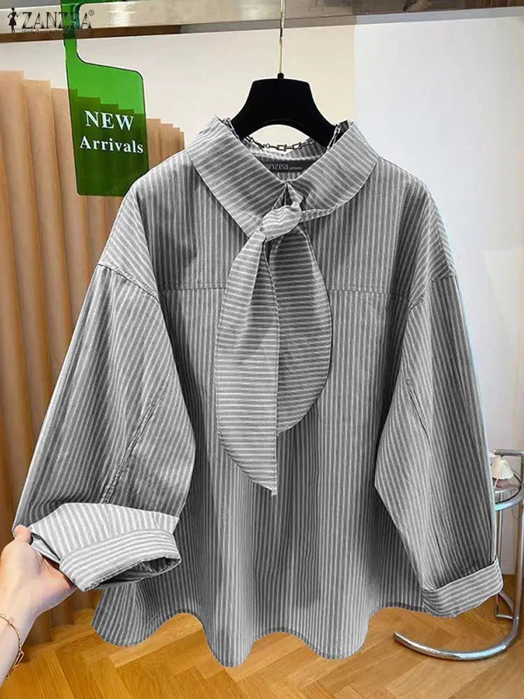 Blusa Vintage a Rayas para Mujer Camisas con Estampado