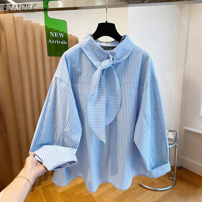 Blusa Vintage a Rayas para Mujer Camisas con Estampado