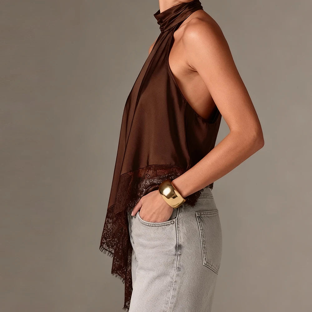 Camisetas sin mangas de encaje vintage sexys