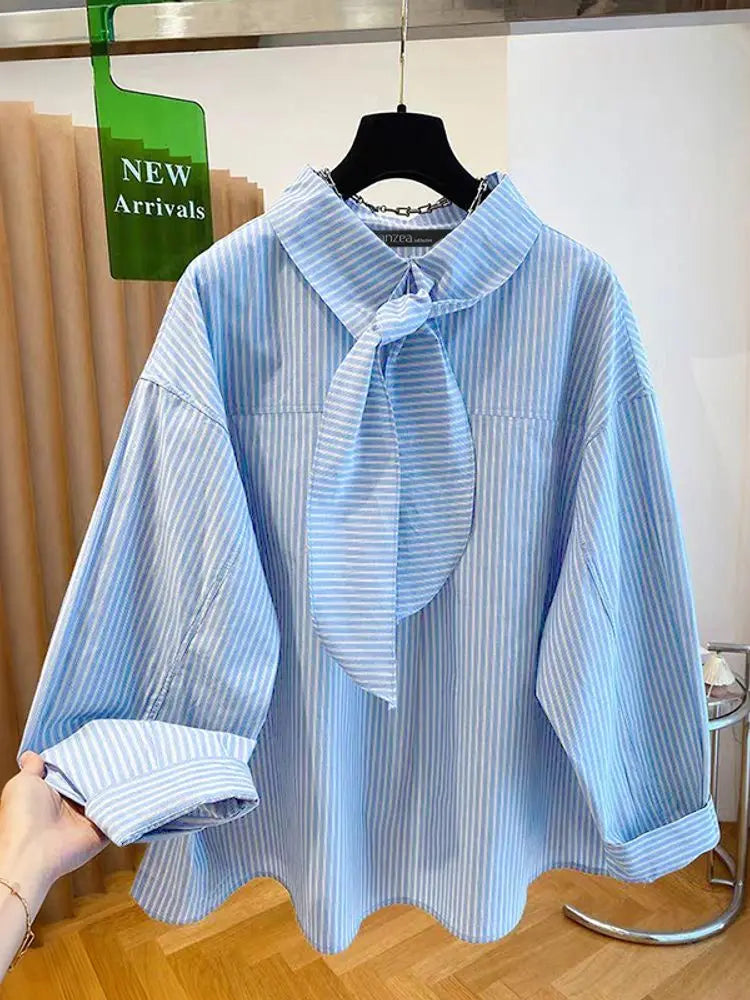 Blusa Vintage a Rayas para Mujer Camisas con Estampado