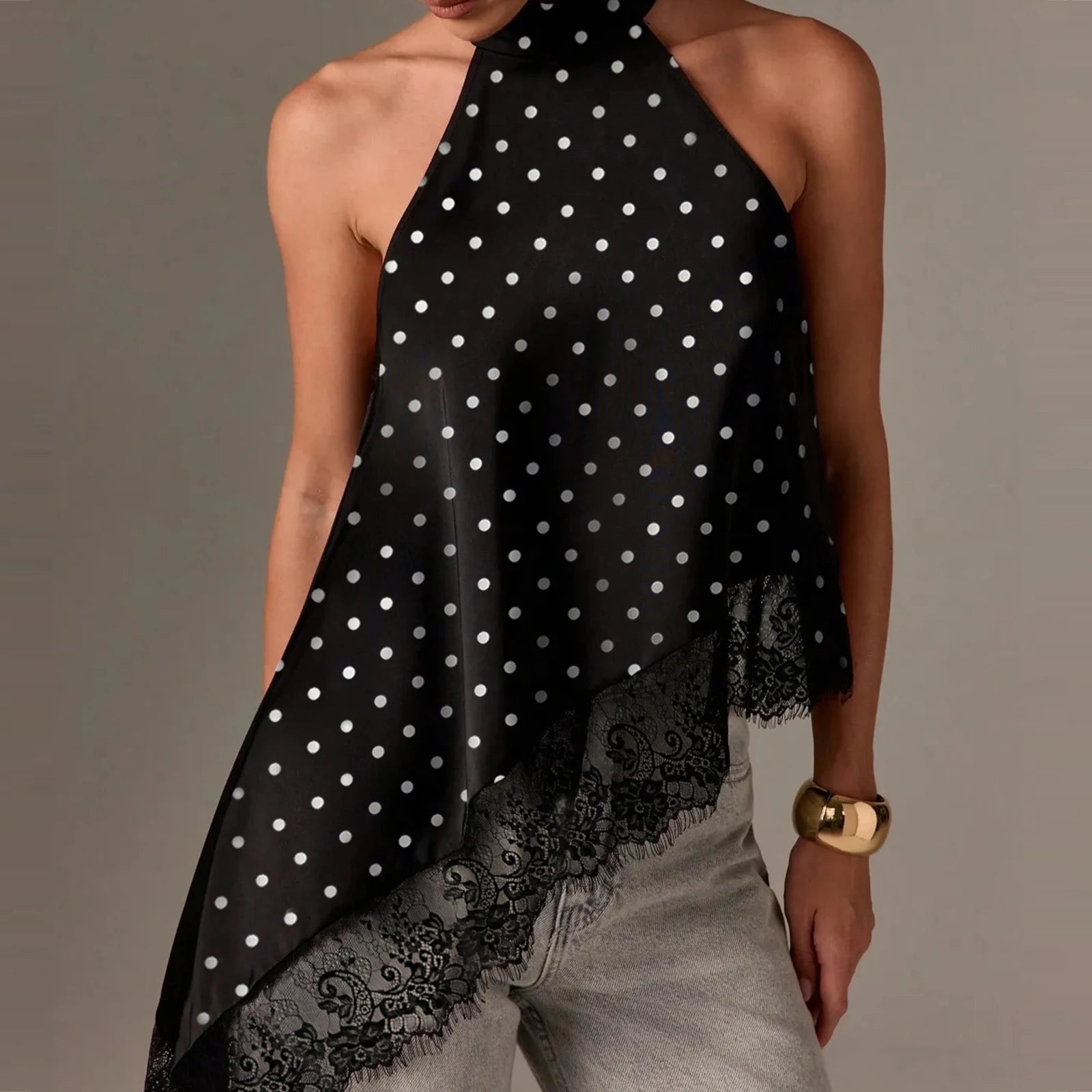 Camisetas sin mangas de encaje vintage sexys