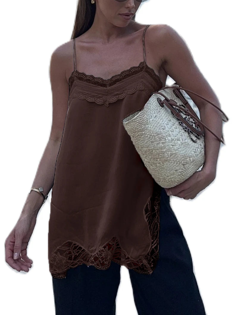 Camiseta de tirantes finos de seda