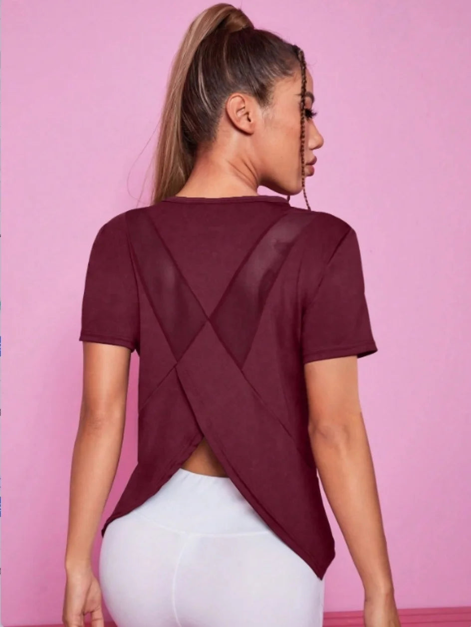 Conjunto de yoga para mujer, camiseta deportiva de verano, suelta y transpirable