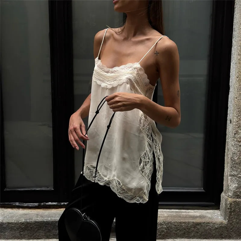 Camiseta de tirantes finos de seda