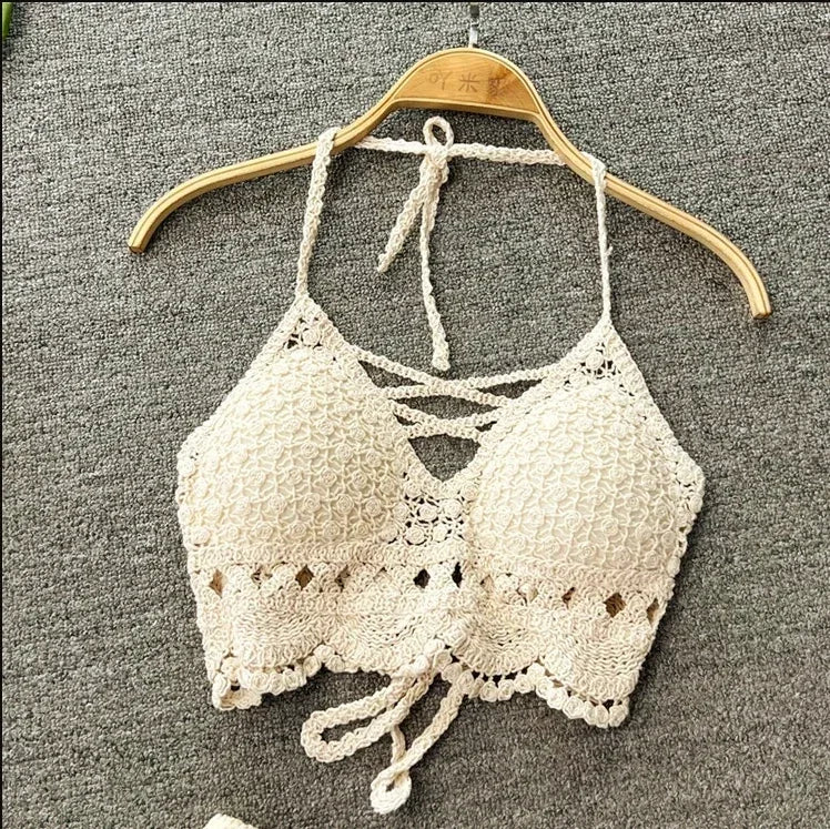 Crop Tops Retro Salvaje Perspectiva Hueca Borla Sexy