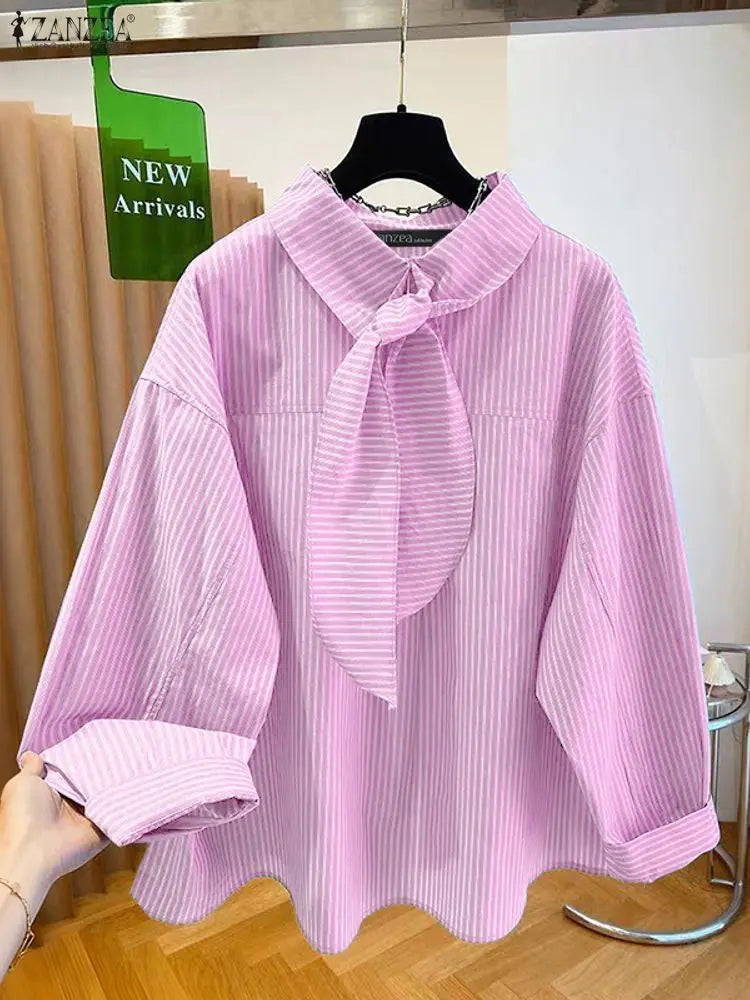 Blusa Vintage a Rayas para Mujer Camisas con Estampado