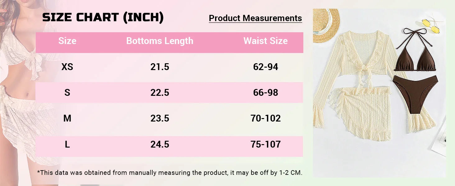 Conjunto de bikini de 4 piezas con cuello halter y triángulo