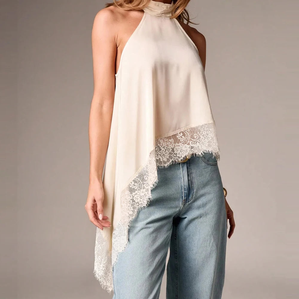 Camisetas sin mangas de encaje vintage sexys